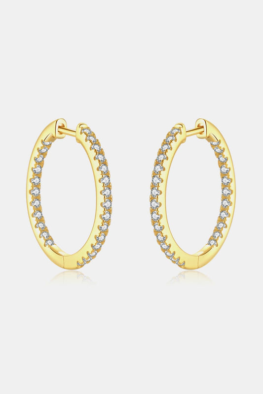 Inlaid Zircon 925 Sterling Silver Huggie Earrings